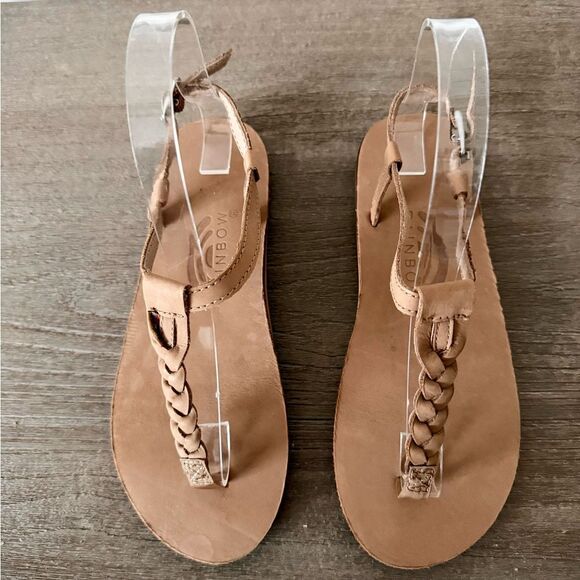 Rainbow T Street Braided Strap Sandal in Tan Leather Size S (5.5-6.5) - Picture 3 of 8